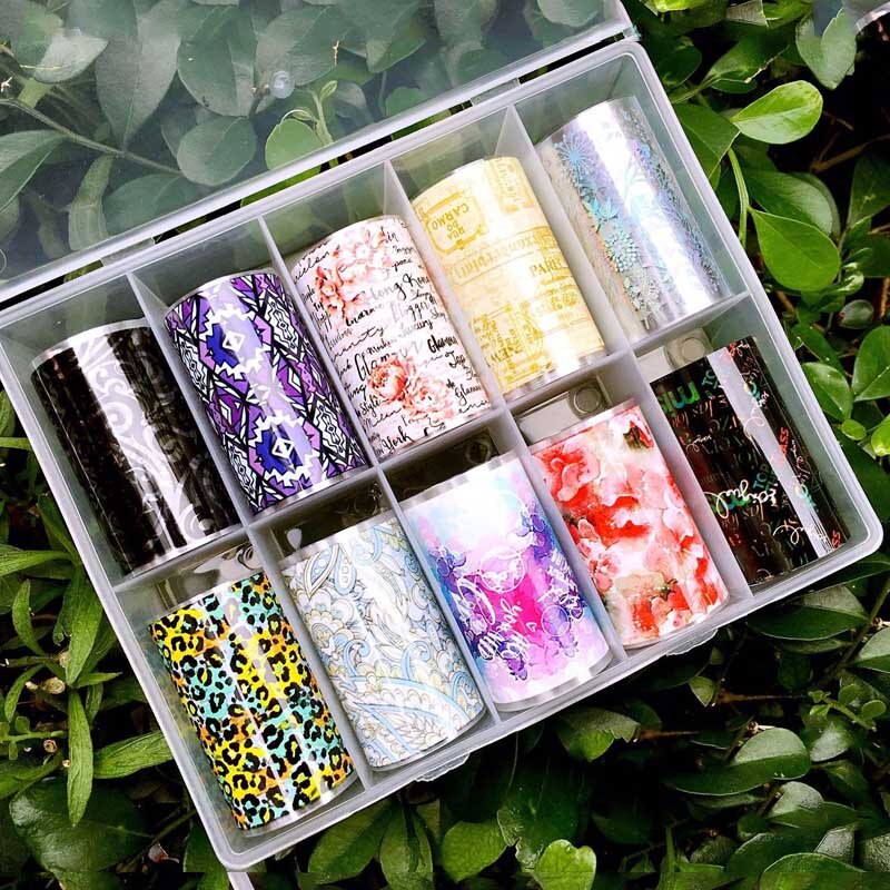 1 Box Nail Folies Stickers Metalen Goud Ilver Kleur Sterrenhemel Papier Transfer Folie Wraps Adhesive Decals Nail Art Decoraties