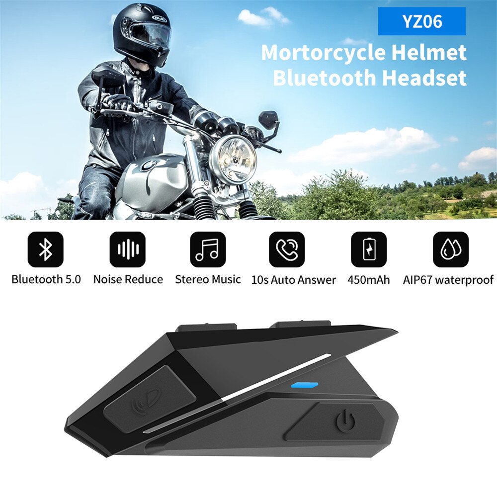 OBEST Motorrad Bluetooth 5.0 Headset, Motorrad Helm Kopfhörer Funkkopfhörer Wasserdicht, Unterstützt Freisprechen/Rückruf/Musik/Siri, 450 mAh 720 Stunden Standby, Motorrad Sturzhelm Skifahren Headsets