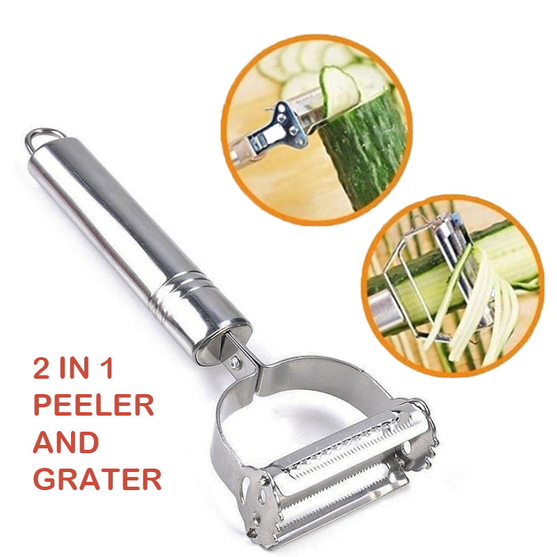 De acero inoxidable vegetal pelador cortador zanahoria pepino cortador de frutas Multi-función pelador en juliana rallador, utensilios de cocina