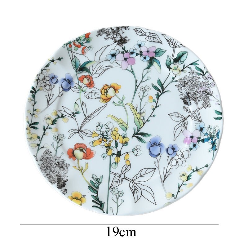 European Ceramic Plates Flowers Decorative Dinner Dinner Plate Restaurant Serving Tray Afternoon Tea Cake Dish Kitchen Tableware