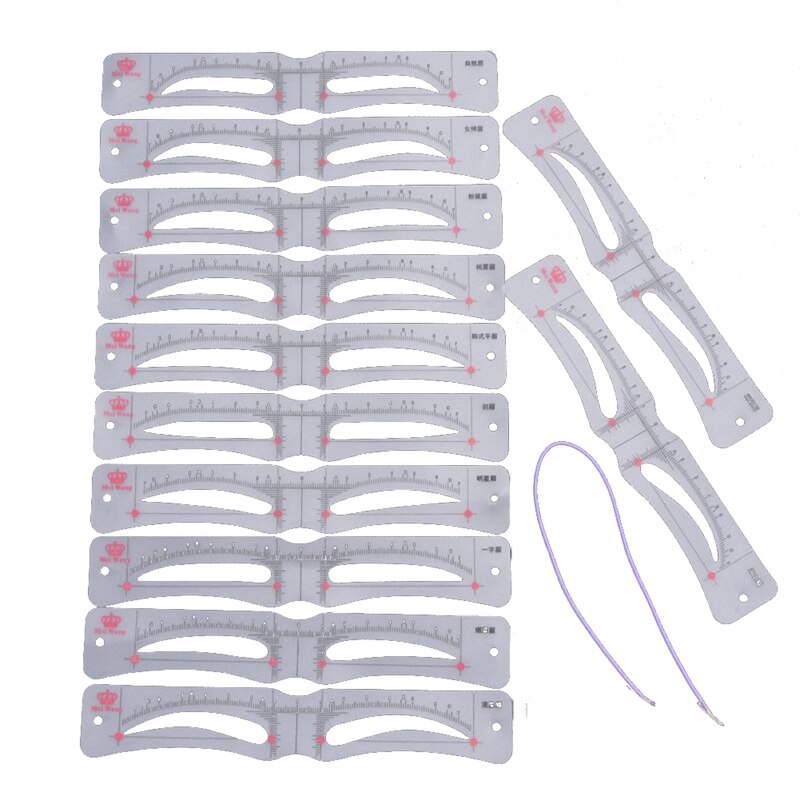 12PCS Reusable Drawing Guide Card Eyebrow Template Shaping Tool Shaping Grooming Eyebrow Stencil Set: Default Title