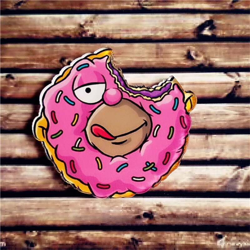 1Pcs Cartoon Harajuku Voedsel Badge Donuts Pizza Sushi Icoon Broche Acryl Pin Voor Kids Party Decoratie op Zak: Black