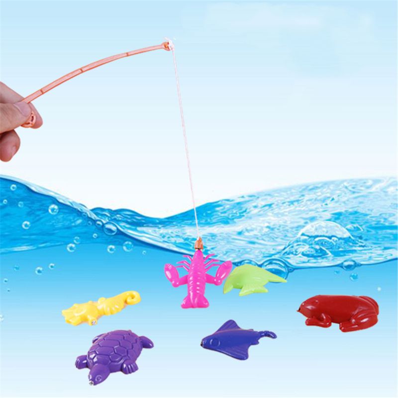 7pz Giocattoli di Pesca Magnetici per I Bambini 6 Tipi Di Pesce + 1 Canna Da Pesca impostato di Crescita Di puzzle Gioco di Pesca genitore-bambino Giocattolo