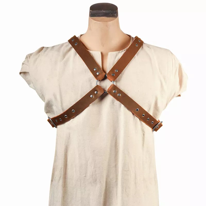 Mittelalterlichen Leder Strumpf Schulter Harness Gothic Punk Brust Gürtel Renaissance Kostüm Zubehör Verstellbare Vintage Hosenträger Gurt: Gold