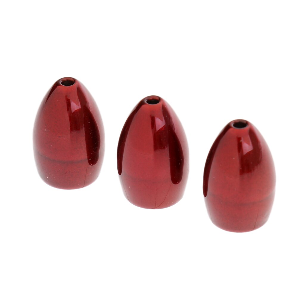 2-6Pcs/set Fishing Tungsten Weights Copper Alloy Weight Bullet Shape Sinkers Flipping/Worm Weights 5.3g-28g: Red 10.6g 3Pcs