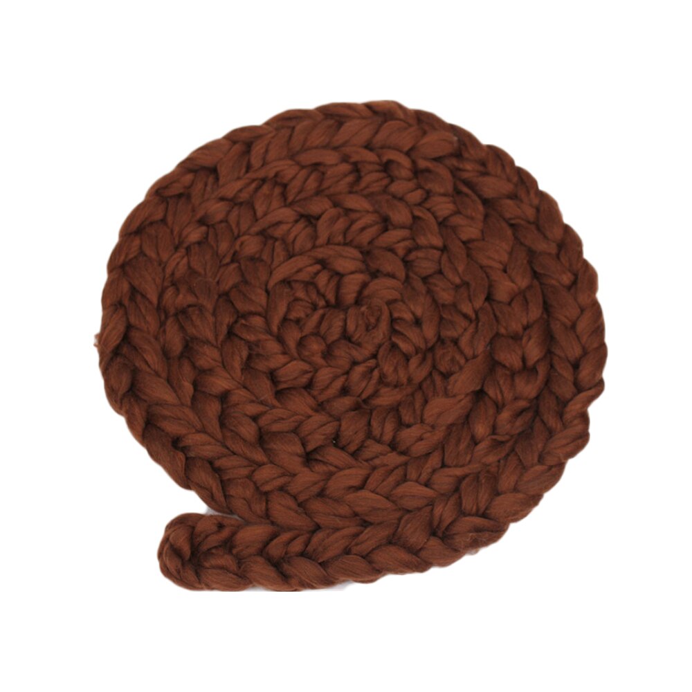 Handmade Woven Baby Blankets Wool Crochet Basket Filler Newborn Twisted Braid Photography Props Chunky Knit Blanket: Coffee
