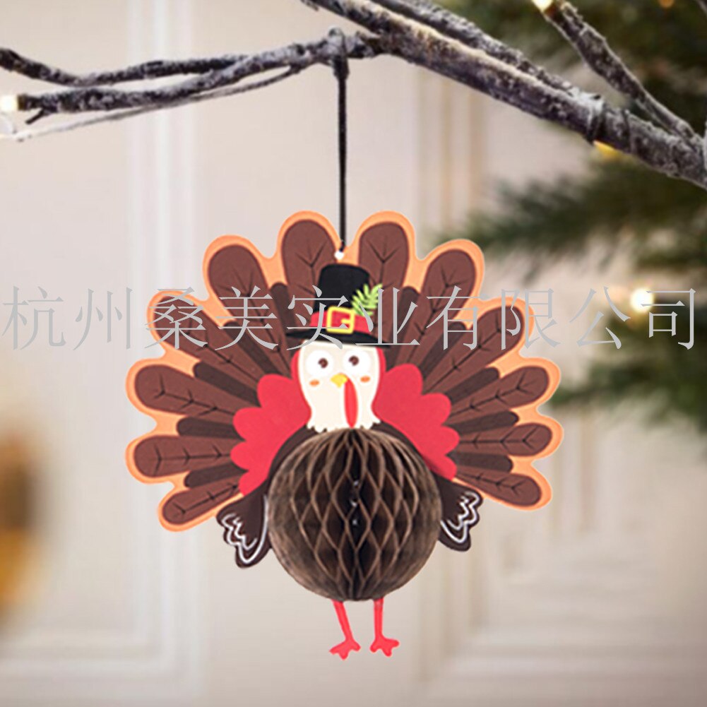 Turkey Hanging Card Turkey Honeycomb Paper Latte A... – Grandado