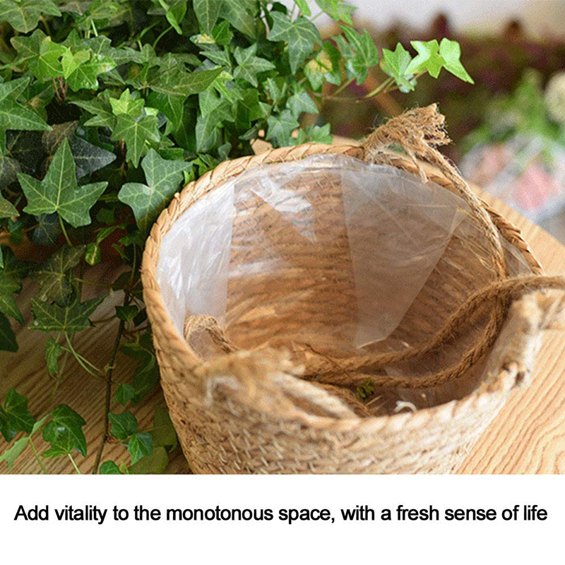 Halm blomst planter vægophæng flettet rattam kurv have vin krukkeplanter holder