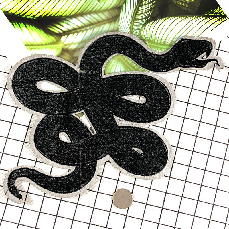 1 Pcs Grote Stickers Voor Kleding Patches Snake Borduren Patch Diy Patches Voor Kleding Applique Borduurwerk Dark Patches