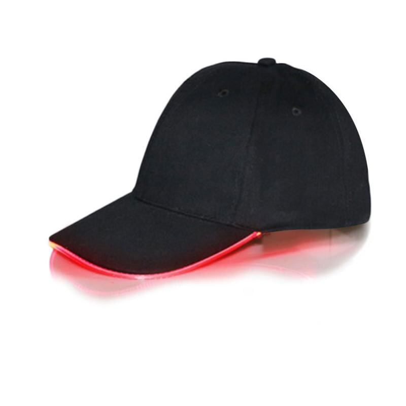 Prachtige Led Lichtgevende Glasvezel Baseball Cap Mode Unisex Effen Kleur Led Lichtgevende Baseball Cap Christmas Party Hat Cap: 01