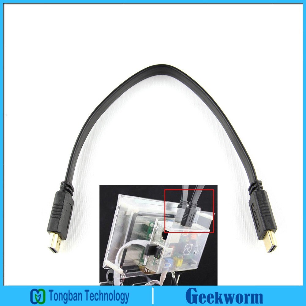 30 cm Platte HDMI kabel/Opgegeven HDMI Male naar Male Kabel voor Raspberry PI 3 Model B/Pi 2B/B + (2 stuks/partij)