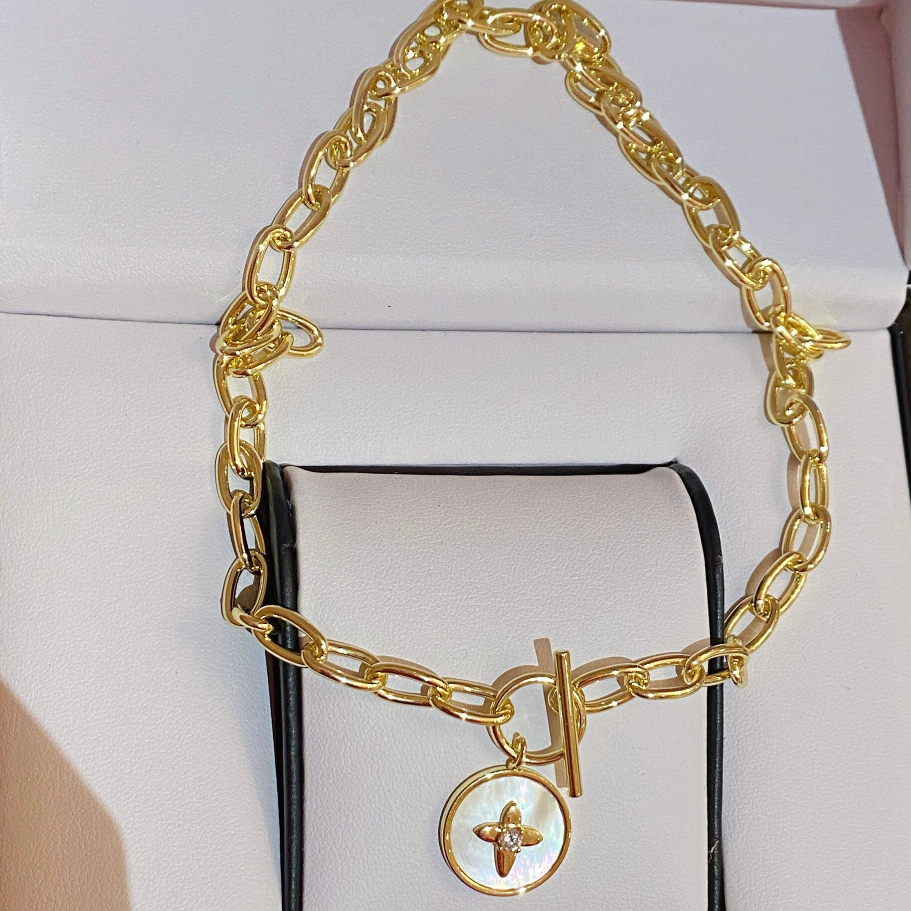 Natuurlijke ronde witte schelp moeder ketting overdreven gouden bloem ot type ster dikke ketting