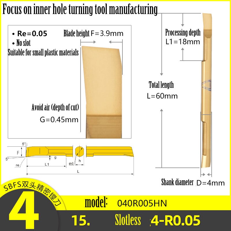 3-R0.05-0.8 small aperture boring tool, reaming boring tool, blind hole turning tool, used for lathe cutting tool, milling tool