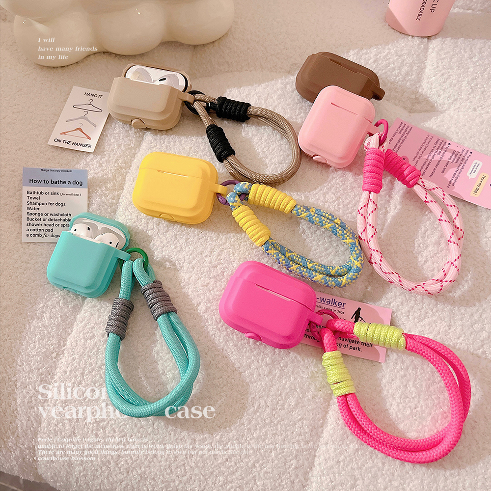 Coque en silicone souple pour Airpods Pro 2 3 1, housse de protection de luxe pour écouteurs sans fil avec lanière Anti-perte, accessoires pour écouteurs
