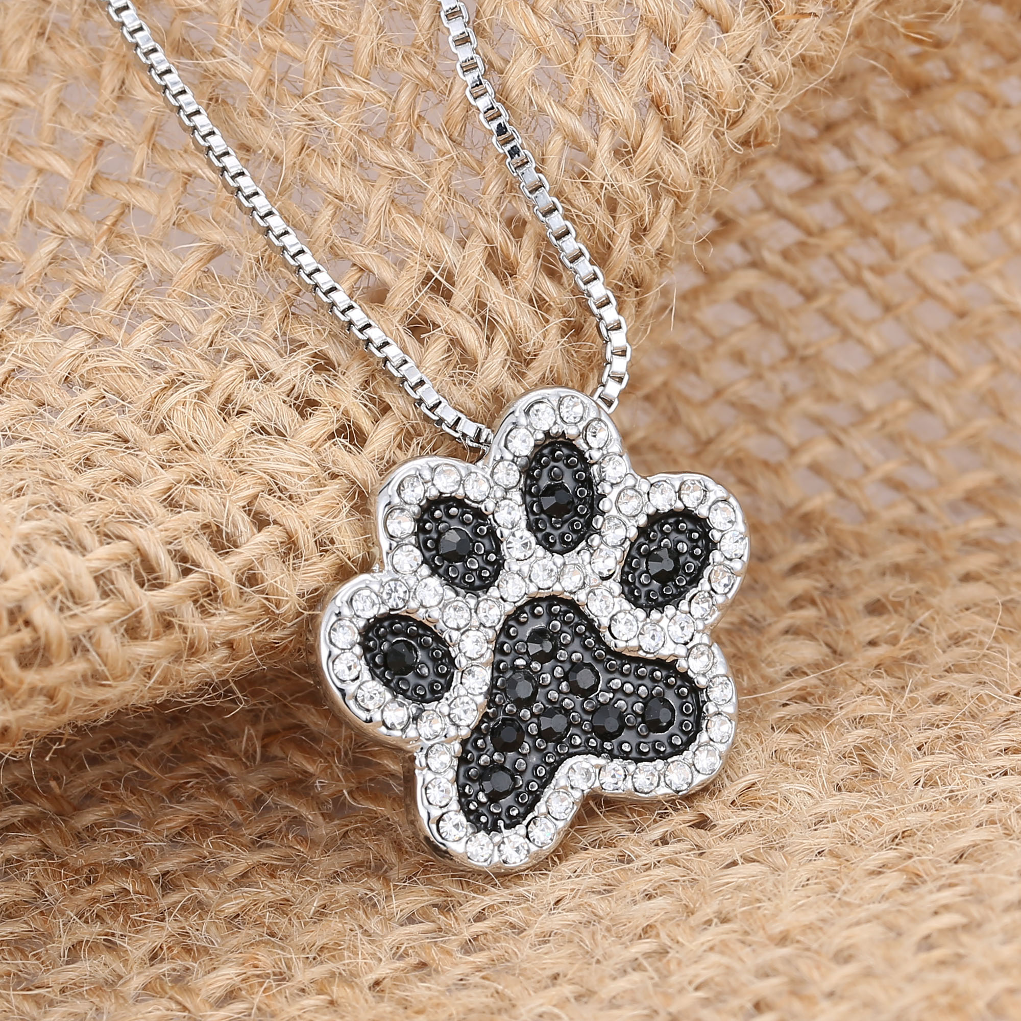 Moda cristallo animale gatto cane impronta pendente collana per le donne carino animale zampa collana ragazze festa gioielli regali Frienship