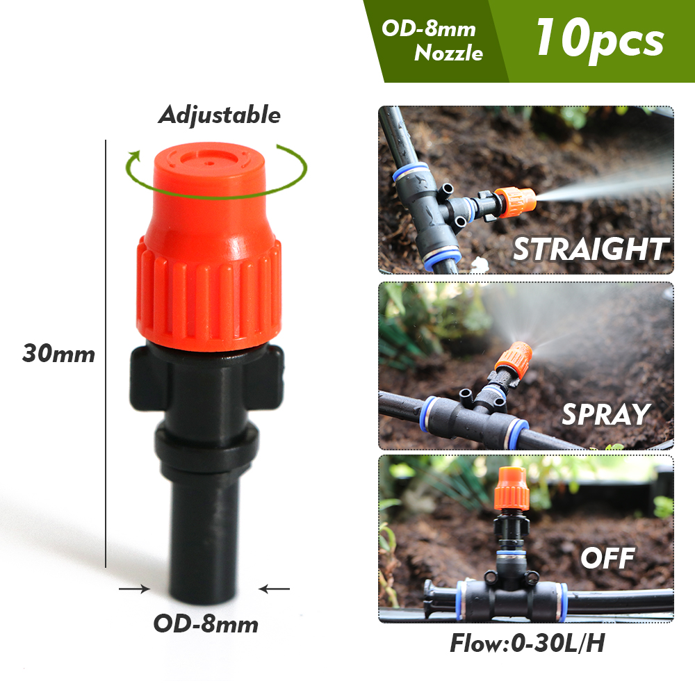 Have 8mm hurtigtilsluttede tågedyser til drivhus, lysthus, plante, forstøvet kunstvanding, landbrug, kølesprøjtesystem, sprinkler: Lilla