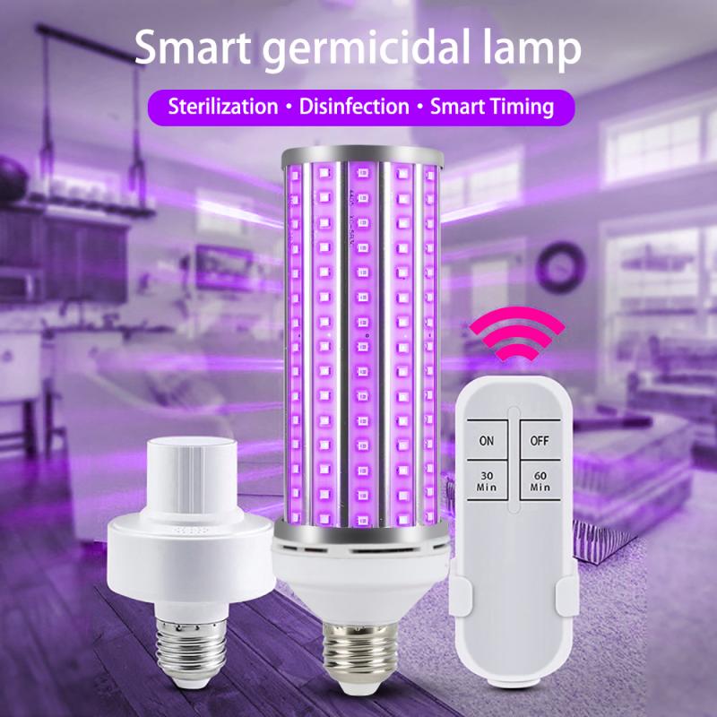 E26/E27 UV stérilisateur 60W Ultraviolet stérilisation lampe désinfection ampoule UVC LED ampoule de maïs avec télécommande 254nm ampoule