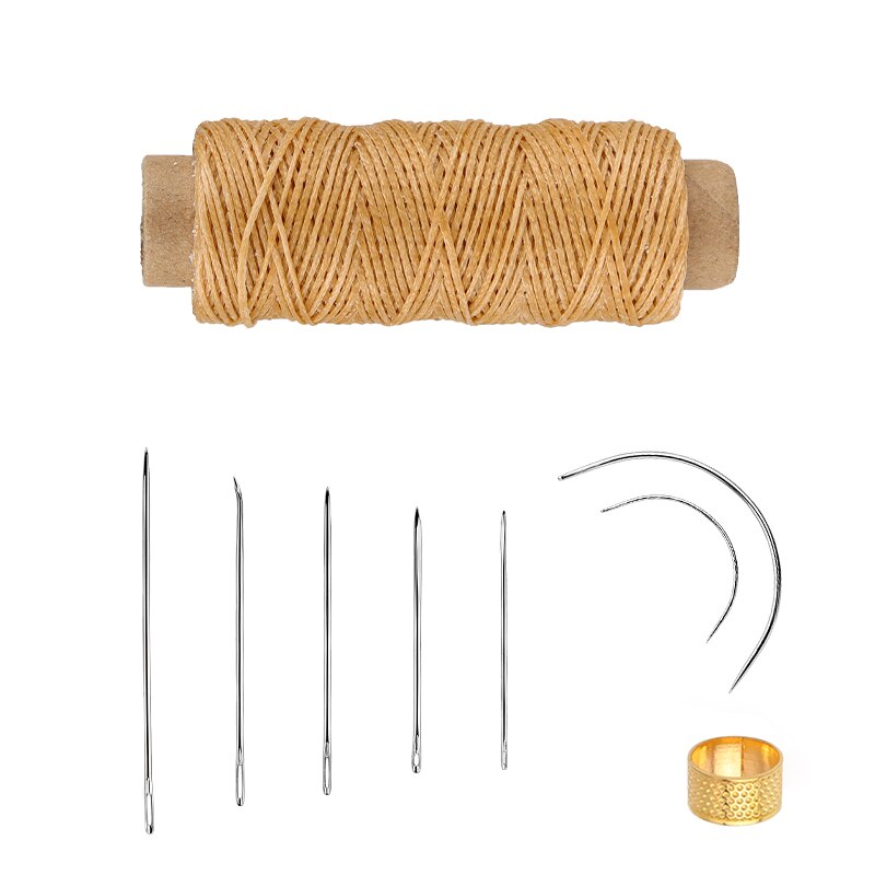 9 PCS Leather Sewing Kit With Multiple Colour Waxed Thread Golden Thimble And Leather Stitching Needles For DIY Leather Craft: Type8