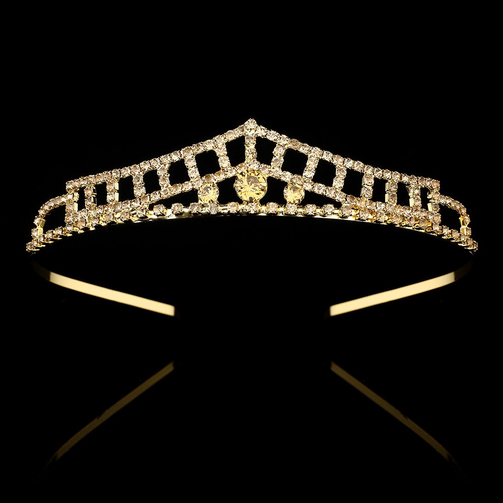 Feminino menina crianças coroa princesa cristal tiaras casamento strass bandana baile presente jóias de cabelo decoração: J010 gold