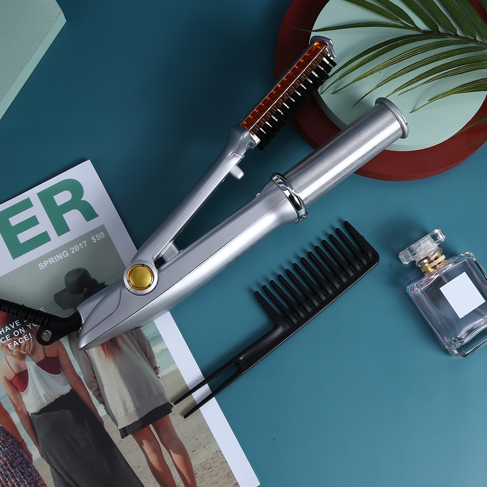 2 en 1 Cheveux Bigoudi et Lisseur Baguette de Torsion Cheveux Styler Fer À Défriser Brosse Température Réglable Rouleau Cheveux Lisseur Directe