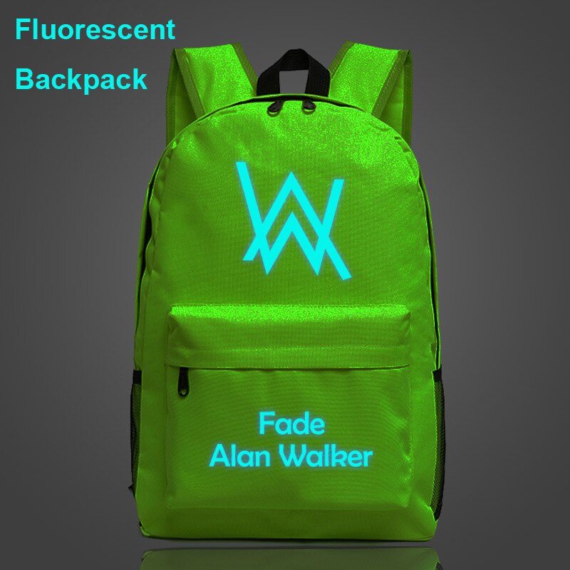 Mochila escolar fluorescente con dibujo de Alan Walker para niños y niñas, morral escolar para adolescentes,: 5322-04