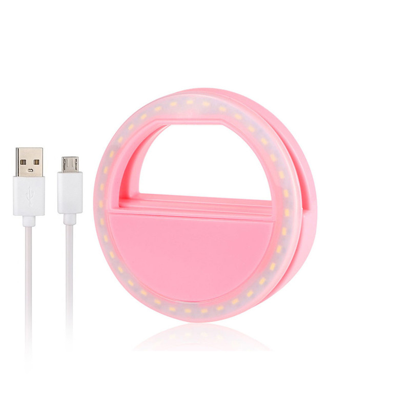 Telefoon Ring Licht Selfie Led Ring Flash Light Voor Iphone Xr Samsung Galaxy A50 A70 S10 Huawei P30 Telefoon Lens obiektyw Doen Telefonu: pink