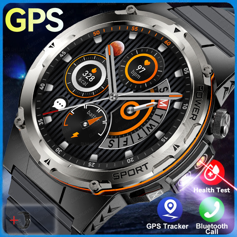 2025 novo para xiaomi ios militar smartwatch ip68 à prova dip68 água esportes ao ar livre rastreador de fitness monitor saúde bt chamada laser infravermelho: Azul