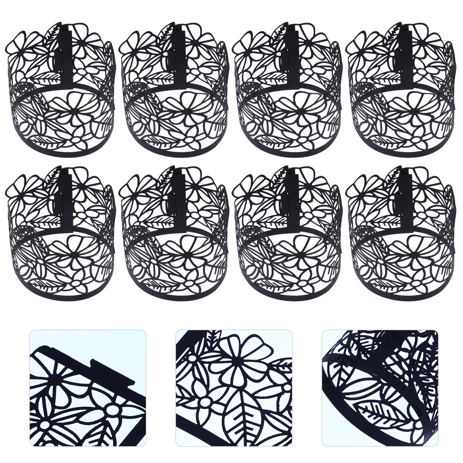 50pcs Hollow Paper Candle Holders Wraps Paper Lamp Enclosures Candle Wraps: Black