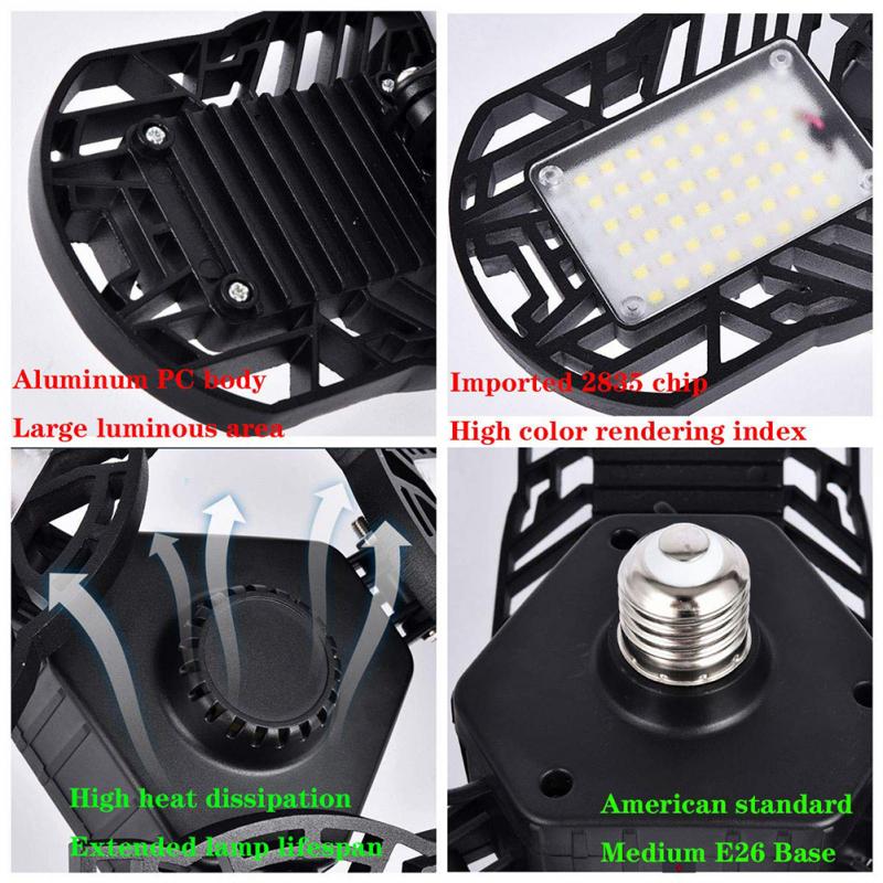 Deformation Led Light E26 High Bay Light Garage Lamp 60W LED Lights For Gas Station Canopy Workshop Football Field