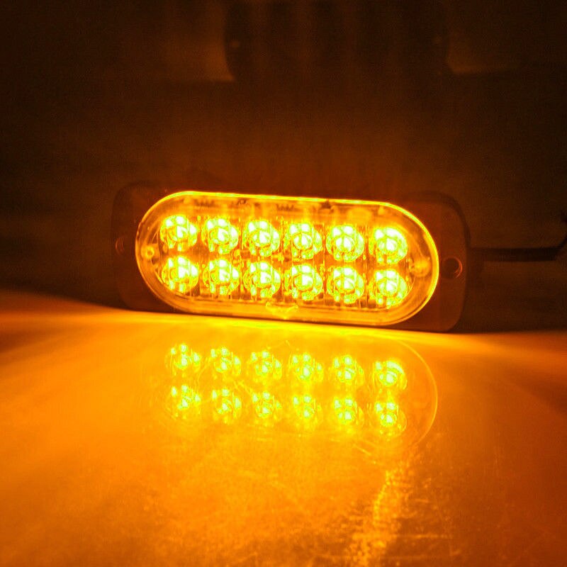 1set DC 12-24V 36W Yellow 12LED Car Parts Truck Warn Safety Urgent Always Bright Light Lamp 1*LED Light