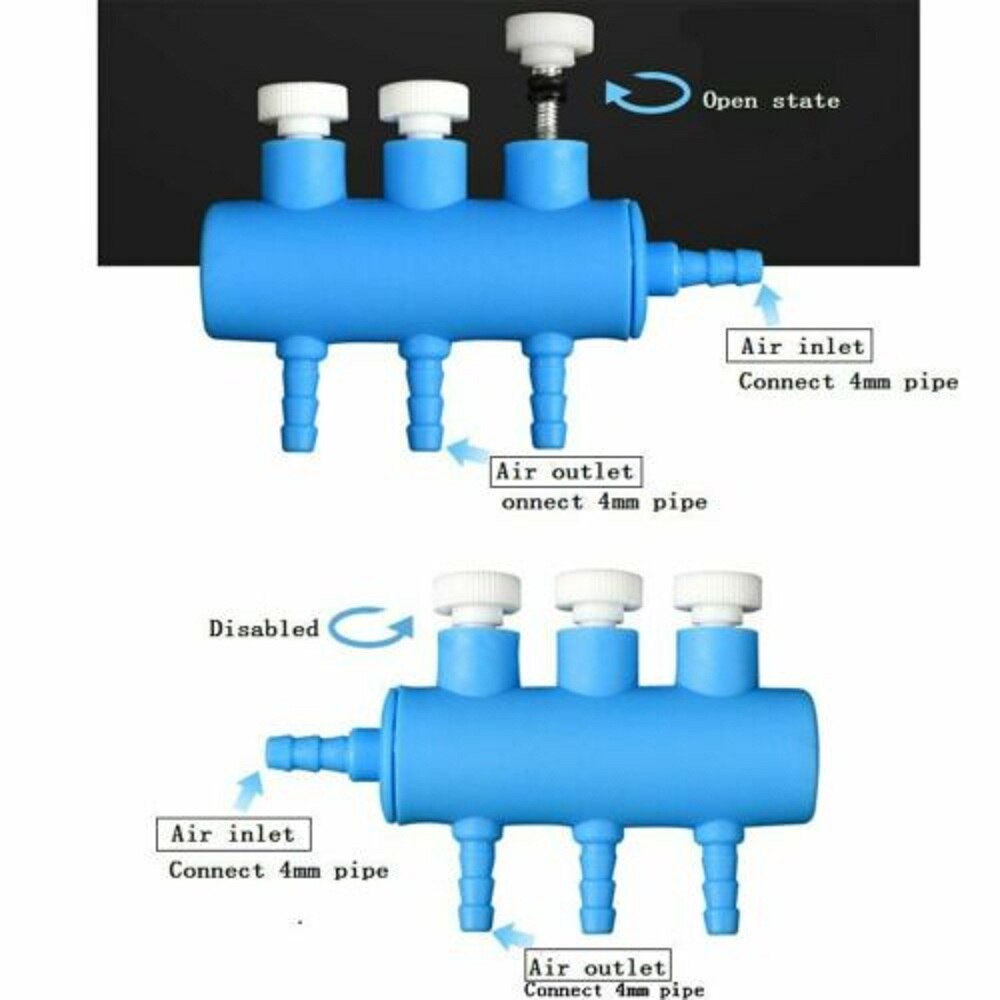 Aquarium 2/3/4/5 Way Gang Valve- Manifold Air Flow Control Distributor Air Pump