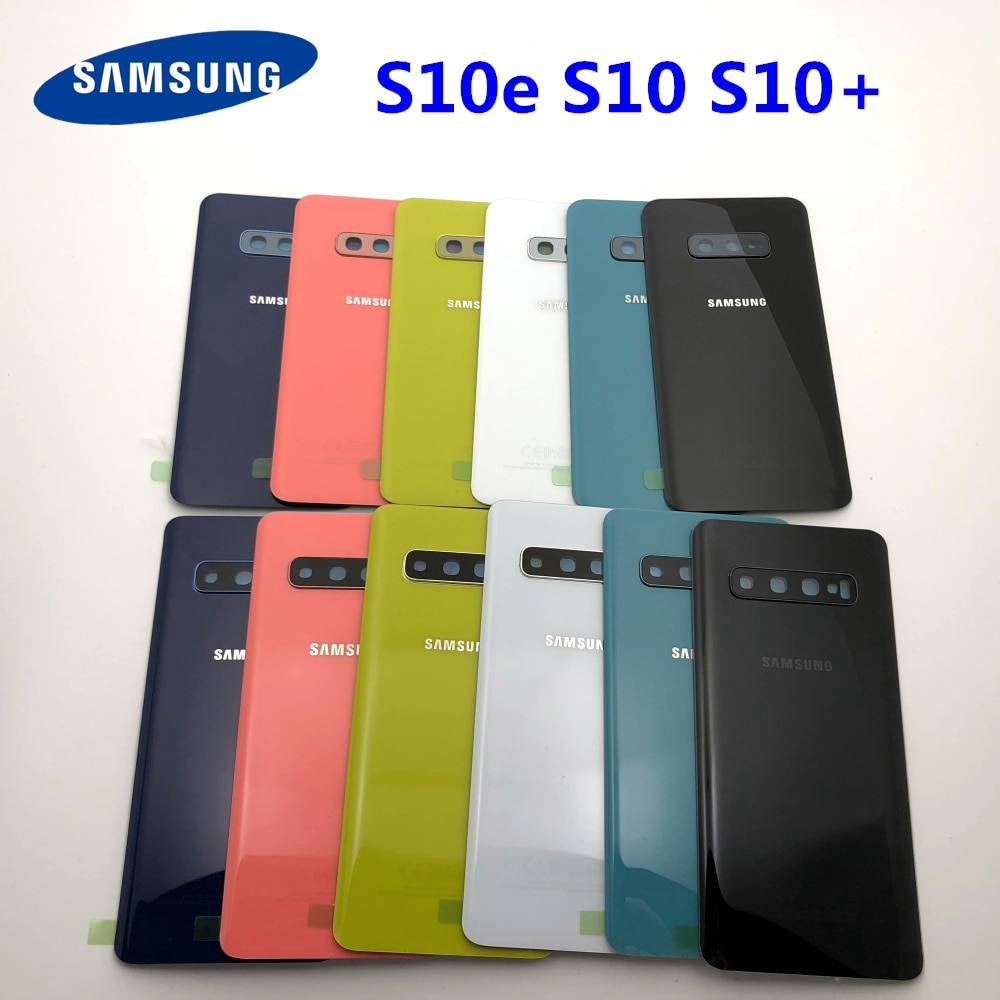 Posteriore di Vetro di Ricambio Per Samsung Galaxy S10 S10e S10 Più S10 + Copertura Posteriore Della Batteria del Portello Custodia di Cassa Della Macchina Fotografica di Vetro lente Telaio