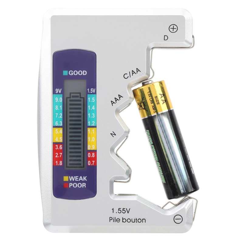 Digital Battery Tester Capacity Checker for C/D/9V/AA/AAA/1.5V Lithium Power Supply Measurement