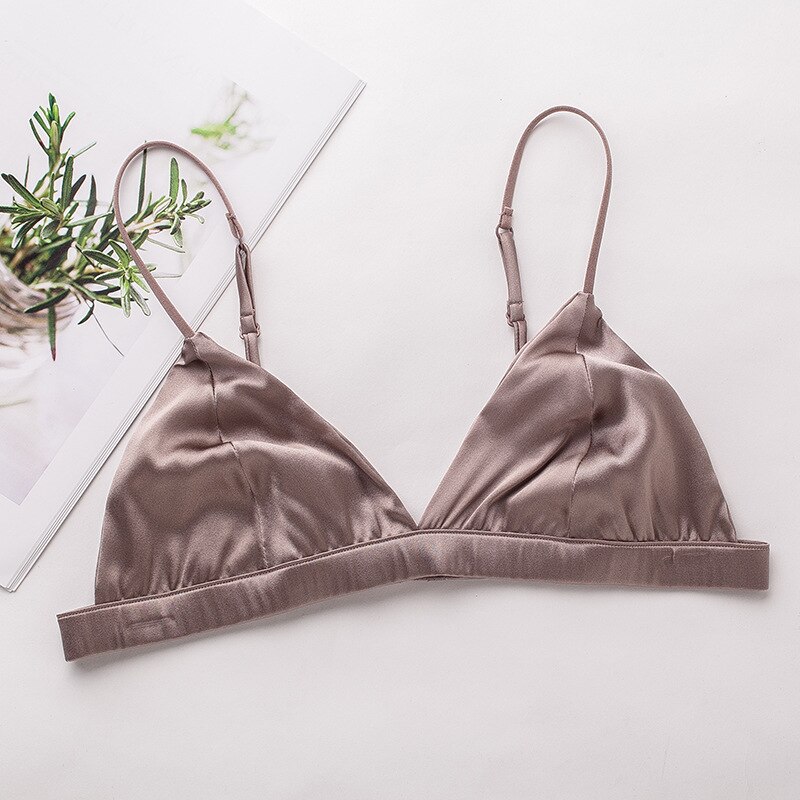 Birdsky, 1PC summer Women silk bra top small thin breast bras wire rimless no padded, 88% natural mulberry silk, 4 colors. OR-78