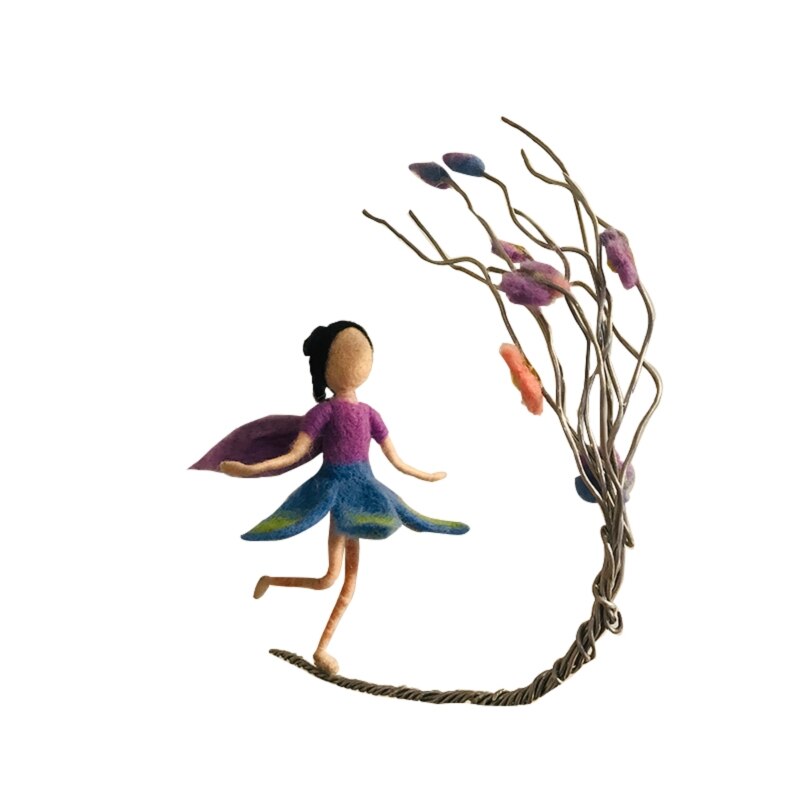 Flower Fairy Needle Felting Kits, Elf Felting Supplies, for Mom, Grandma, Video Instruction for Beginner, Height 10cm (4"): A