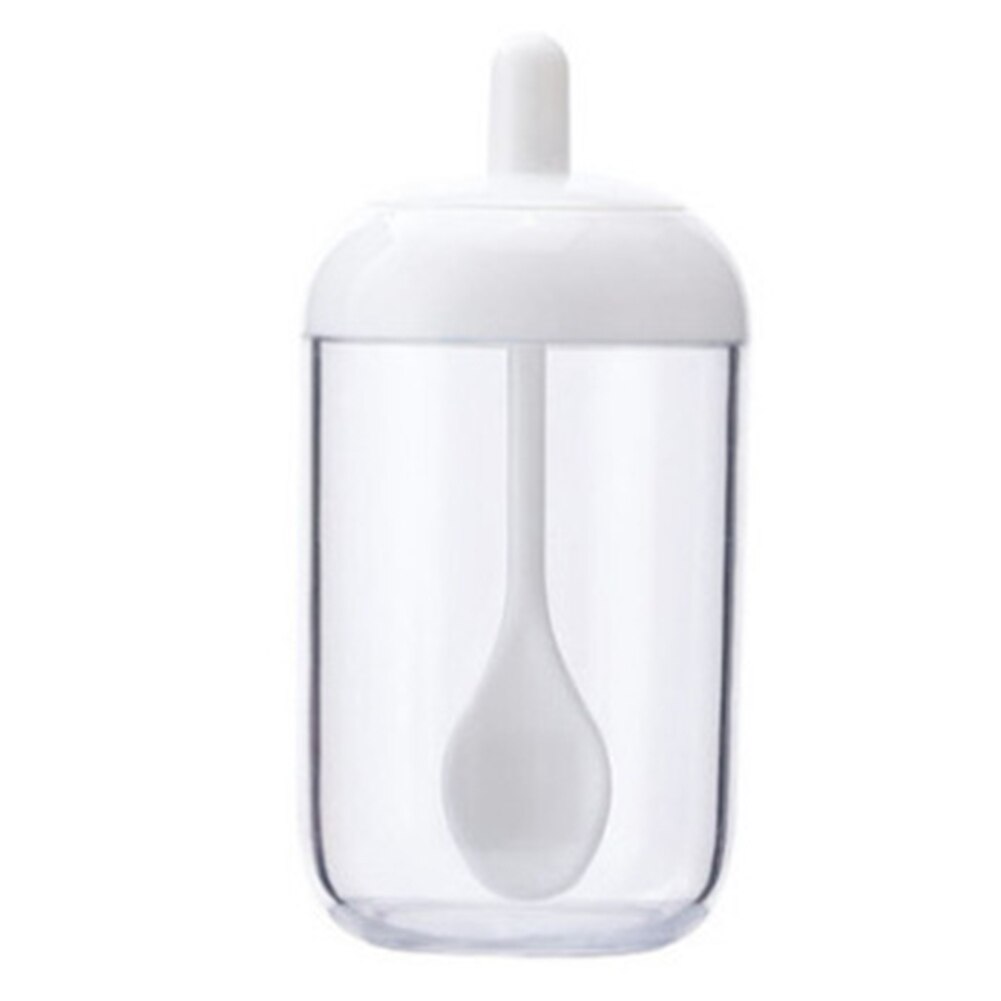 Glas Kunststoff Gewürz Flasche Salz Lagerung Kasten würzen Krug für Salz Zucker Pfeffer Pulver mit Löffel transparent Küche Liefert: Weiß
