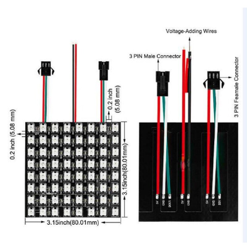 DC5v 5050 RGB Matrix led Pixel module 8x8 16x16 8x32 IC WS2812B Digital Flexible Panel Individually Addressable Pixels display