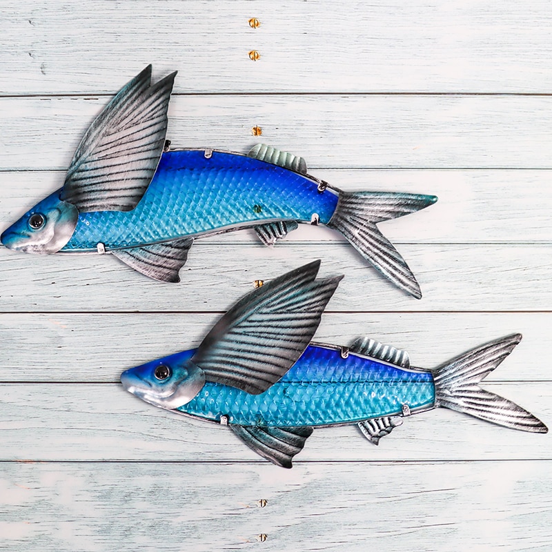 Statue murale de poisson en verre en métal, décoration pour la maison ou le Jardin, Sculpture Miniature d'extérieur pour Jardin, statue murale