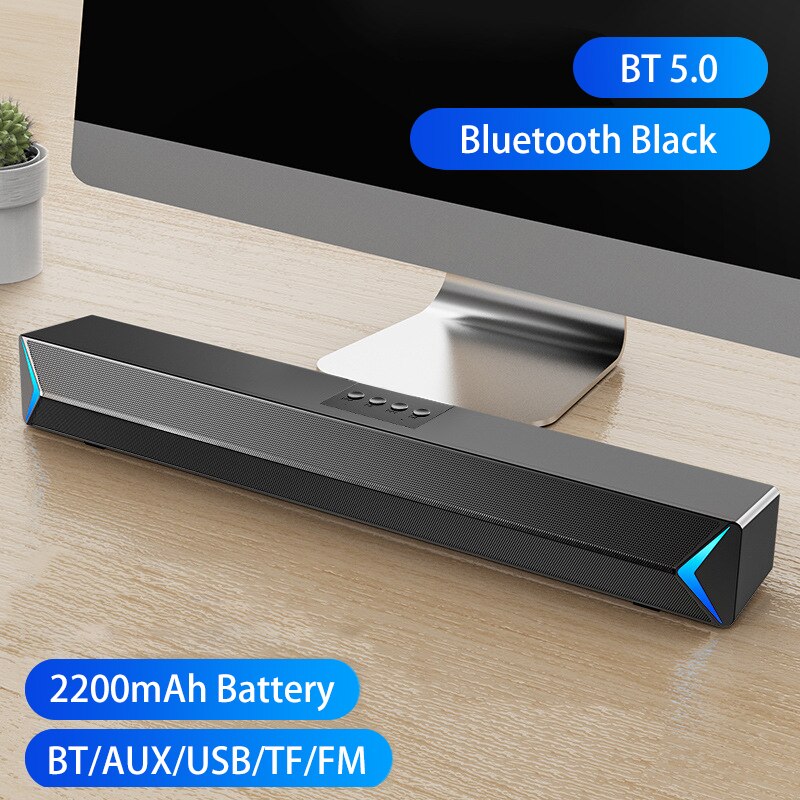 TV Sound Bar AUX USB Wired and Wireless Bluetooth Home Theater FM Radio Surround SoundBar for PC TV Speaker for Computer Phones: s13 Black Bluetooth