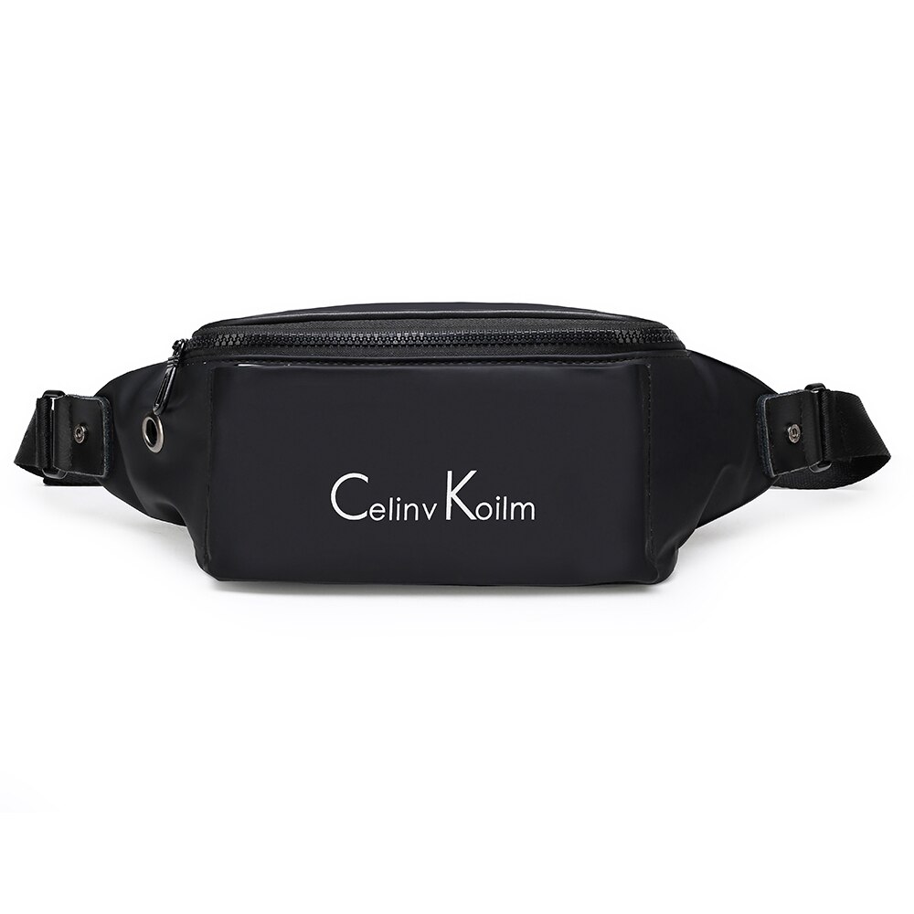 Celinv koilm merkevare fanny pack slim myk oxford klut unisex vannavstøtende midje bag pack for mann bryst sling bag motorsykkel: Svart