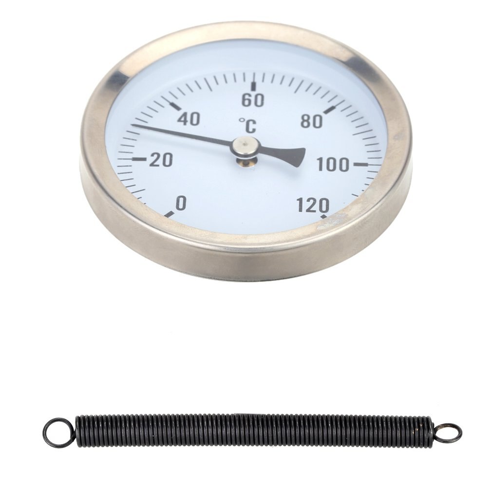 Hoge Precisie 63Mm Wijzerplaat Pijp Thermometer Clip-On Temperatuurmeter Wijzerplaat Met Lente 0-120 Graden Celsius