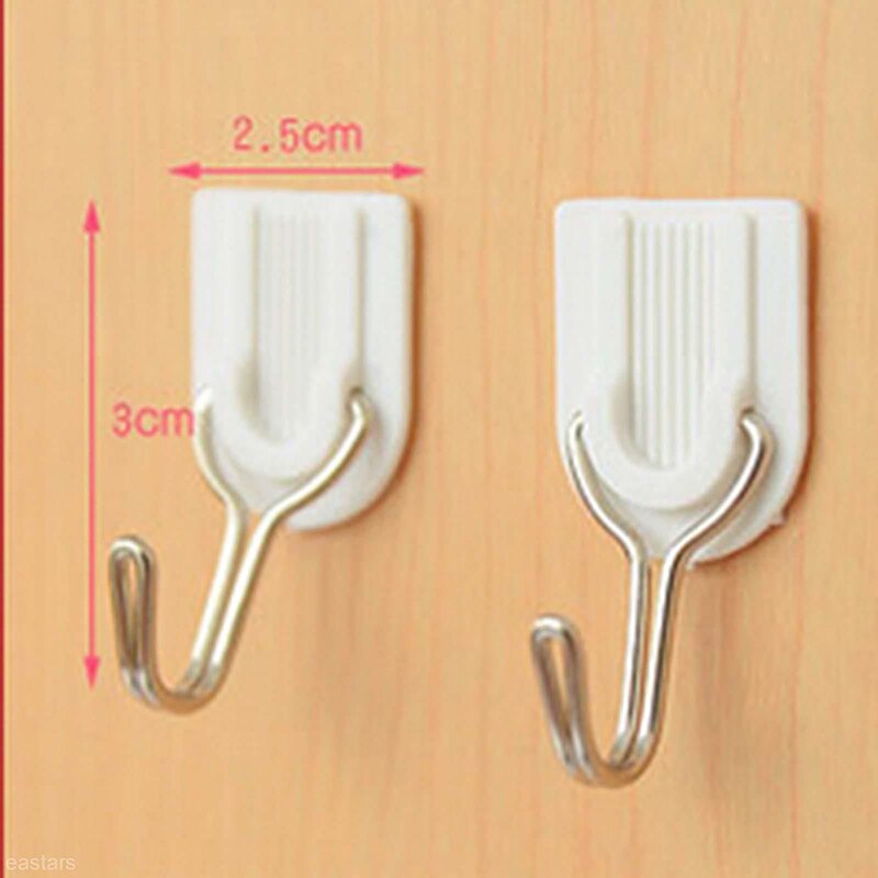 White Self-adhesive Wall Hook Hanger Plastic Sticky Door after Seamless tile strong stick hook wall hook hanger 6Pcs