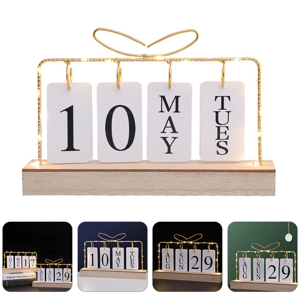 Delicate Tabletop Calendar Adorable Calendar Ornament DIY Calendar with Light