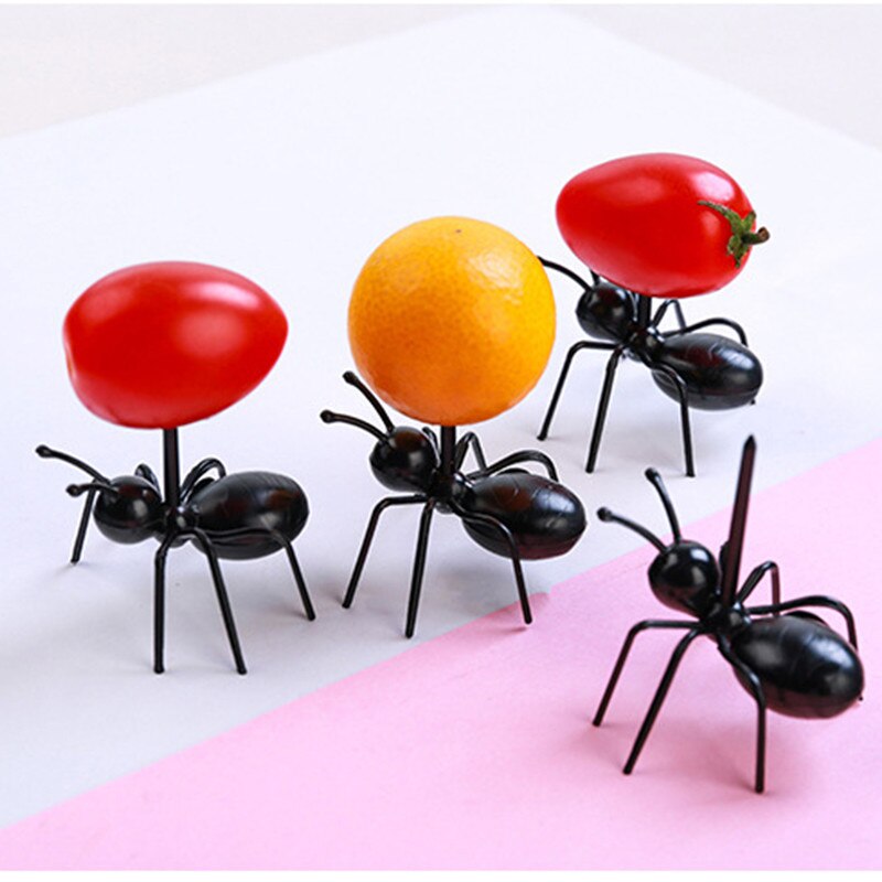 Ants For Canape Mini Ant Fruit Cutlery Plastic Cake Dessert Forks Food Pick Tableware Party Decoration Bento Accessories 12pcs