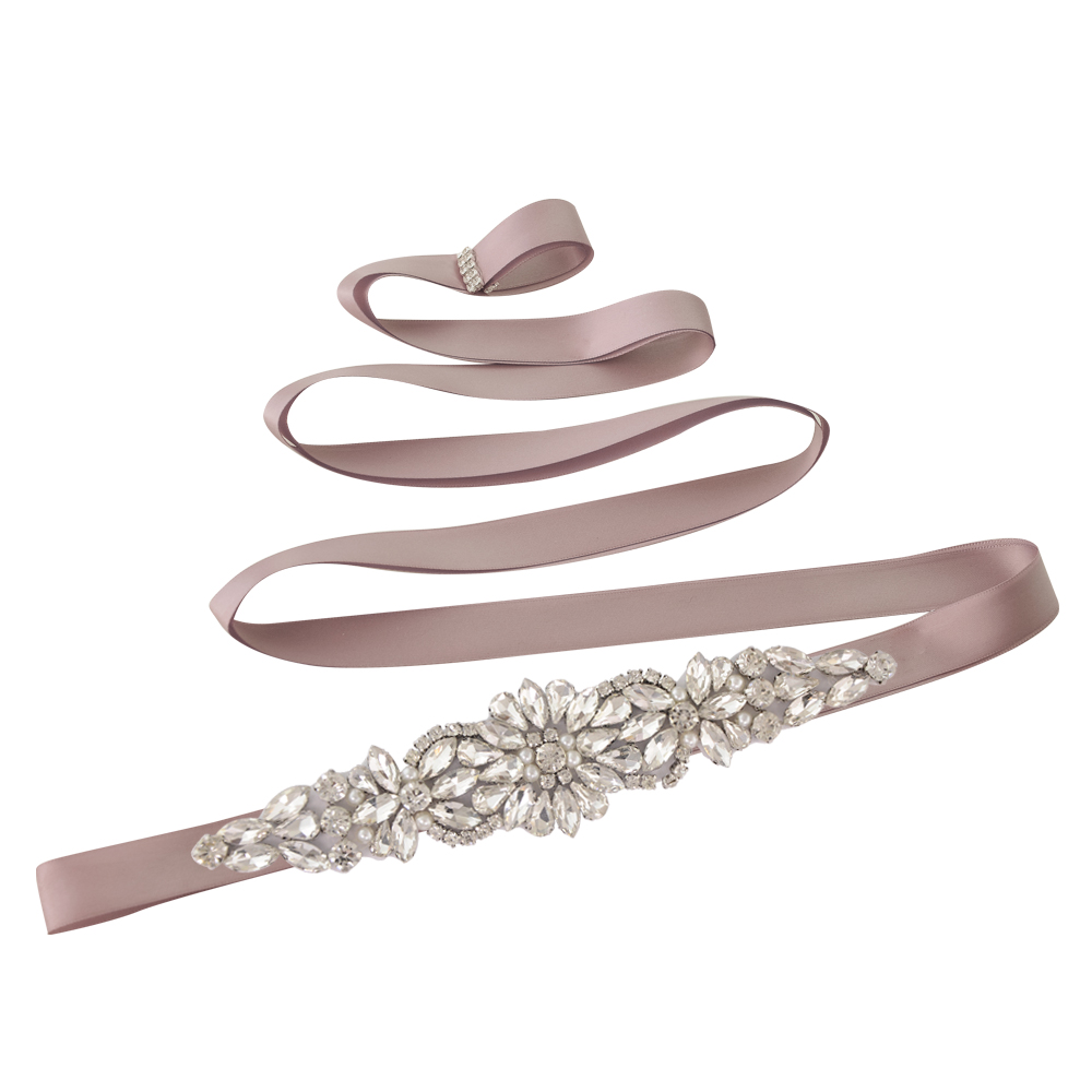 TRiXY S407 Rhinestones Belt Wedding Belt Silver Diamond Belt Crystal Bridal Belt Sash for Wedding Gown Shiny Wedding Accessories: antique voilet