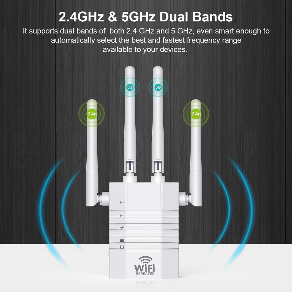 Dual Band WiFi Booster Range Extender Wireless WD-R1205U 1200M WiFi AP UK Plug for Household Computer Safety Parts