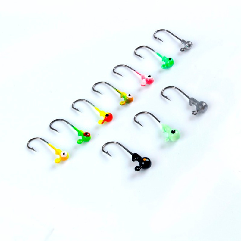 100 Stks/doos 1G/2G Multicolor Lood Hoofd Jigs Met Enkele Haak Vishaken Set Pesca Vissen Accessoires Maggot grub Zachte Lokken