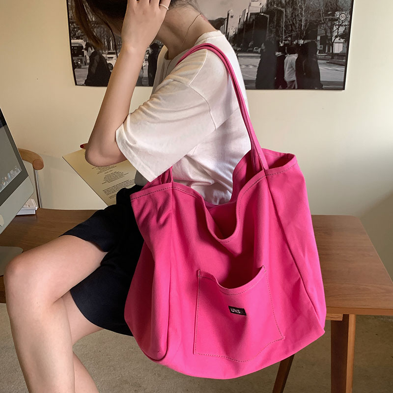 Canvas tas herbruikbare boodschappenschoudertas Dames Eenvoudig Casual Dagelijks gebruik Handtas Totes Vrouwelijke draagbare opvouwbare portemonnee
