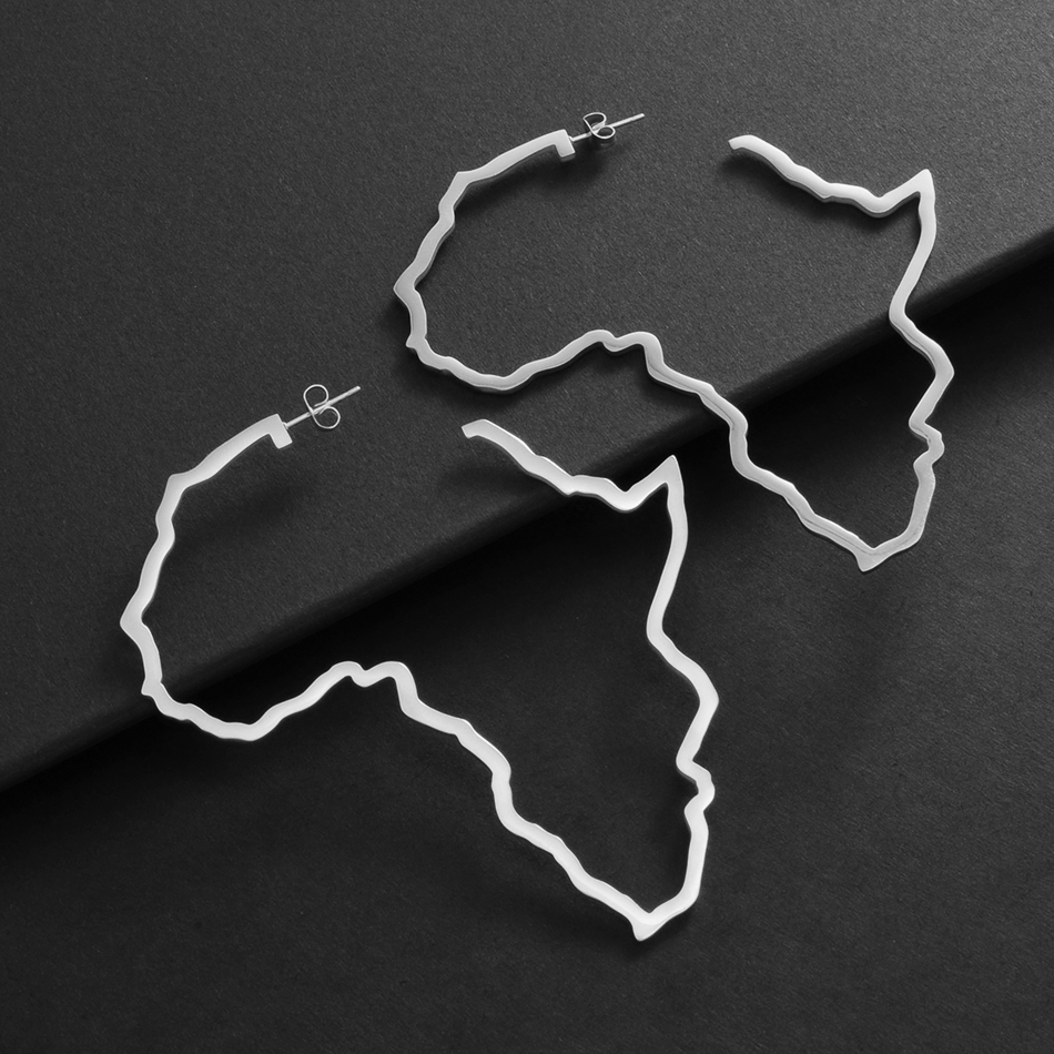 7CM/9CM Outline Africa Map Big Earrings Exaggerate Earring African Jewelry Traditional Ethnic Hyperbole Earrings #201121