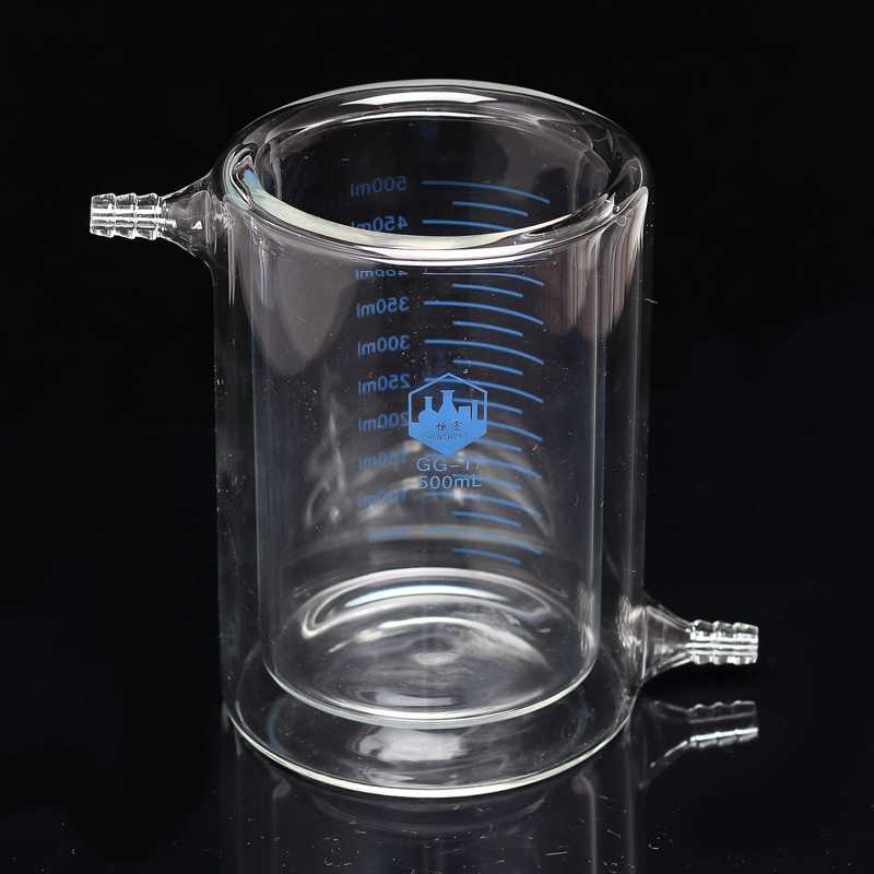 Double-layer beaker 500ml jacketed glass beaker photocatalytic reactor high borosilicate glass